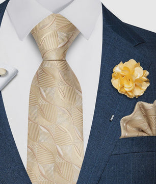 Luxe Heren Set: Paarse Paisley Stropdas, Manchetknopen, Pochet & Boutonnière - 8cm Breed