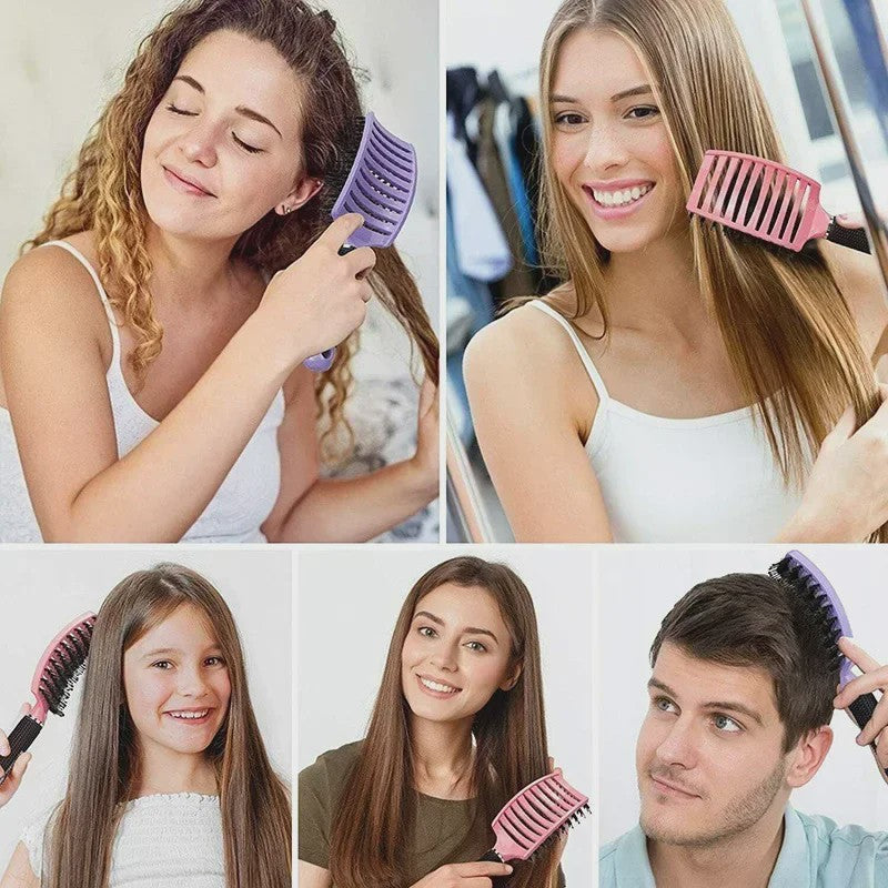 Professionele Haarborstel met Varkenshaar & Nylon - Ontklit Nat & Krullend Haar - Salon Kwaliteit Styling Tool