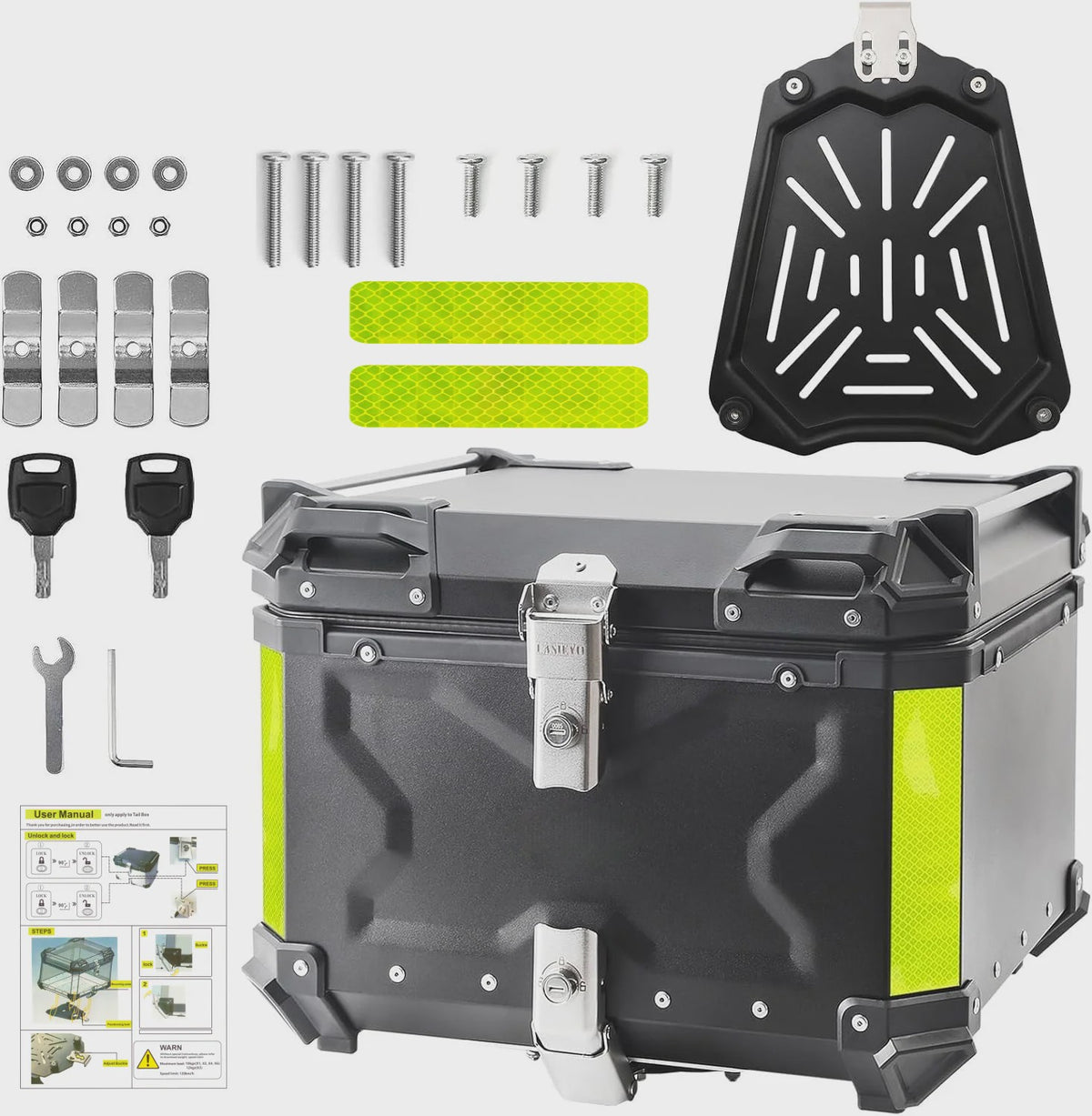 Universele Motor Topcase Aluminium Bagagekoffer - 45L/55L/65L - Quick-Lock
