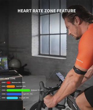 COOSPO HW9 HRM Sensor Armband Heart Rate Monitor with HR Zones/Calories for Fitness Running BLE5.0 ANT+ for Peloton,Zwift,Wahoo