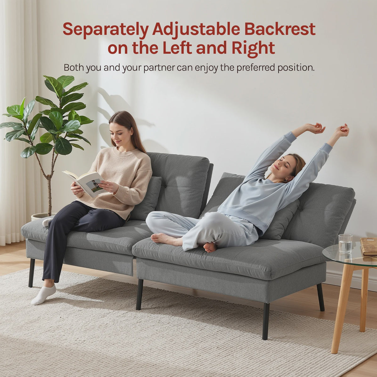 Convertible Sofa Bed met Verstelbare Rugleuning en Kussens - SediaXL