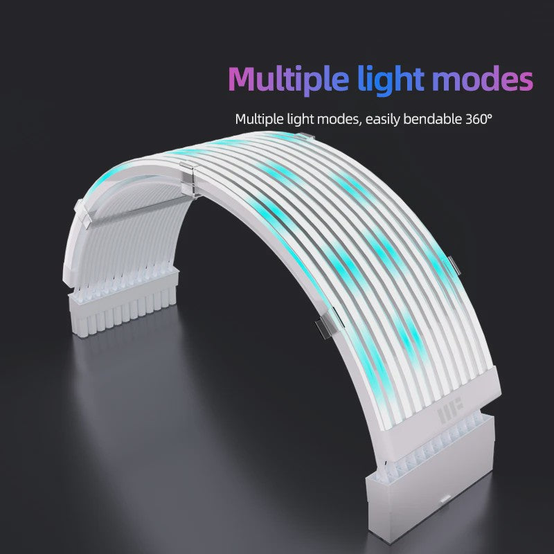 Verlichte ARGB Voedingskabel Extensie voor PC Moederbord & GPU - Sync/Async