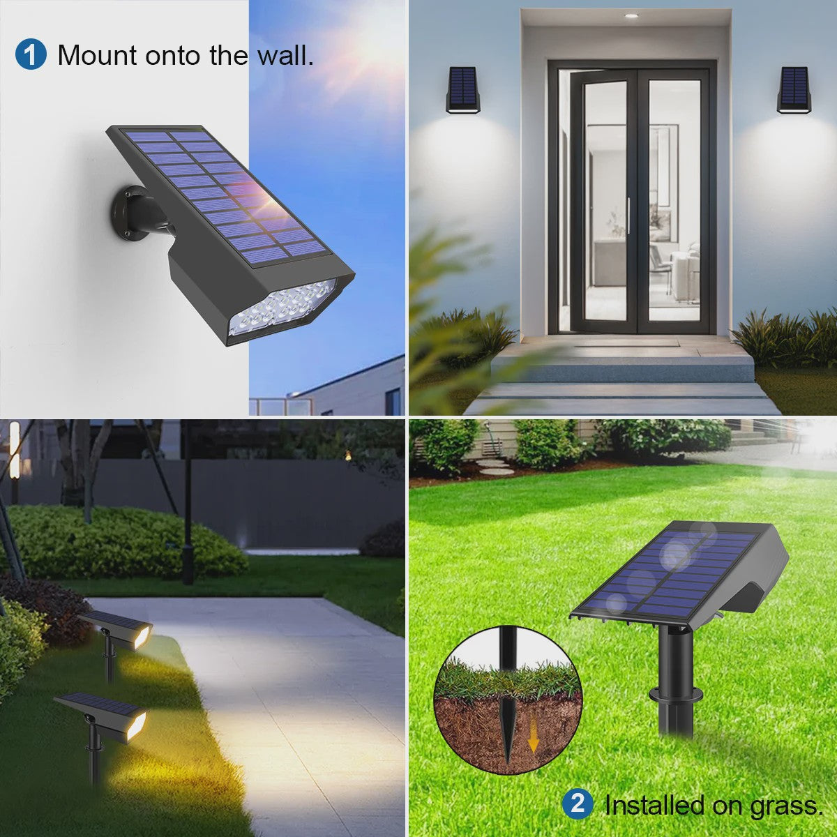 Waterdichte Solar LED Spotlight met Grondspies - Tuinverlichting