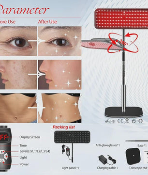 LED Roodlichttherapie Paneel met Standaard - 660nm & 850nm Nabij-Infrarood