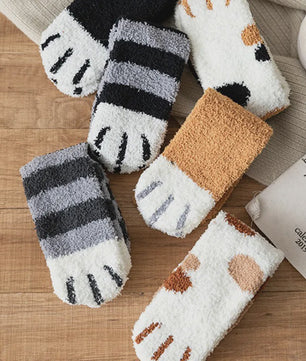Schattige Dierenpoot Sokken Dames - Kawaii Fleece Sokken voor Thuis & Slapen