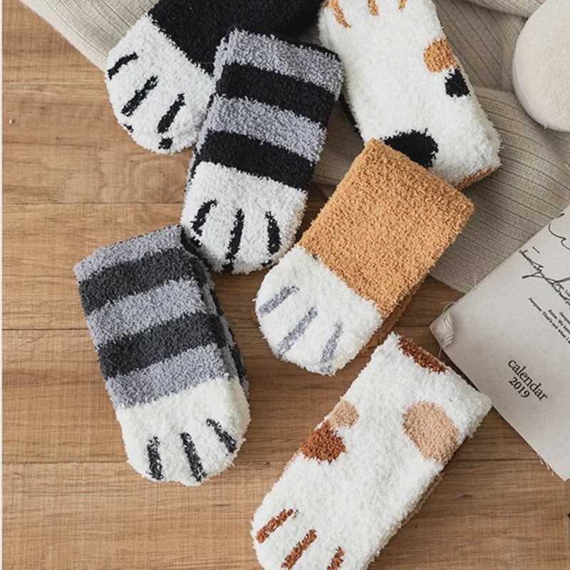 Schattige Dierenpoot Sokken Dames - Kawaii Fleece Sokken voor Thuis & Slapen