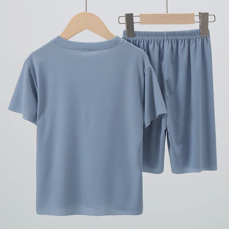 Kinder Pyjama Set van IJzige Zijde - Zomer Korte Mouw & Shorts