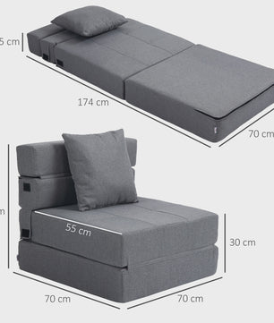 HOMCOM 1-Persoons Fauteuil Bed - Verstelbare Stoel met Afneembaar Kussen