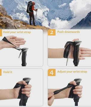 Set van 2 Ultralichte Opvouwbare Trekkingstokken - Telescopisch, Verstelbaar voor Wandelen, Outdoor & Camping