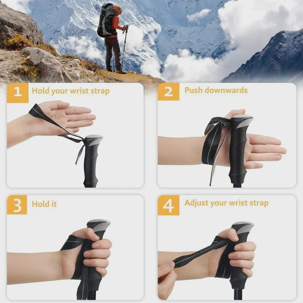 Set van 2 Ultralichte Opvouwbare Trekkingstokken - Telescopisch, Verstelbaar voor Wandelen, Outdoor & Camping