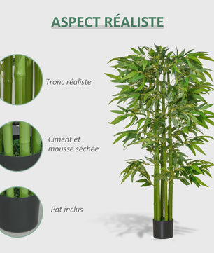XL Kunst Bamboo Plant 1.60m - Realistisch met Dichte Bladeren en Pot