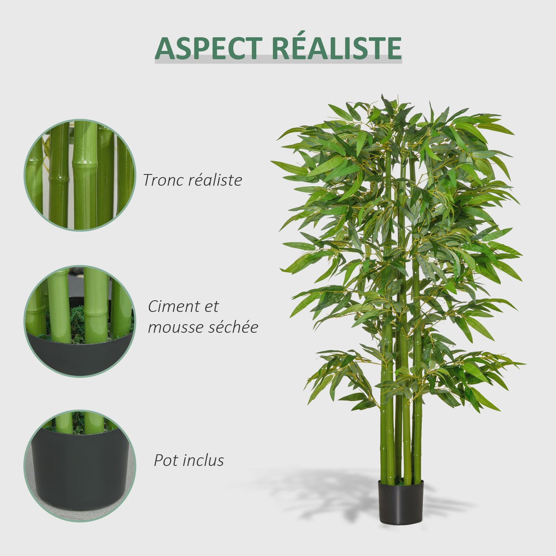 XL Kunst Bamboo Plant 1.60m - Realistisch met Dichte Bladeren en Pot