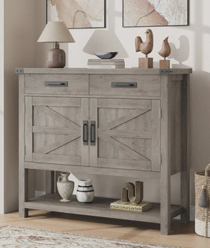 Moderne Landelijke Console Tafel met Koffiebar - 2 Lades, 2 Deuren & Open Plank