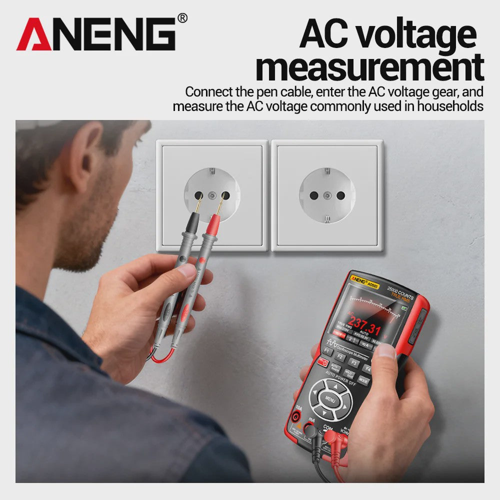 ANENG AOS03 Digitale Oscilloscope Multimeter met Signaalgenerator - 50MHz Dual Channel Tester