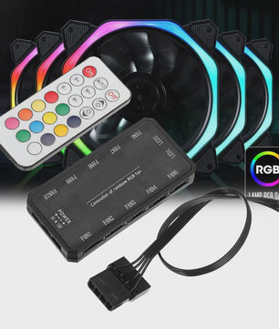 RGB PC Ventilator Set: 5x Dual Aperture Fans met Controller & Afstandsbediening