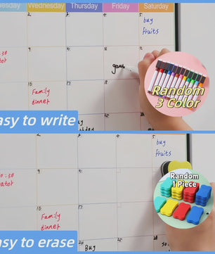 Magnetische Whiteboard Kalender voor Koelkast - Groot 17x12 inch Maandplanner