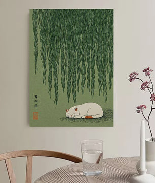 Japanse Zen Wanddecoratie: Canvas Print met Koi Vissen, Kraanvogels en Watergolven