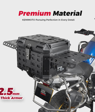 KEMIMOTO Universele Motor Topkoffer - CNC Aluminium Bagagebox met Snelontgrendeling & Helmopslag