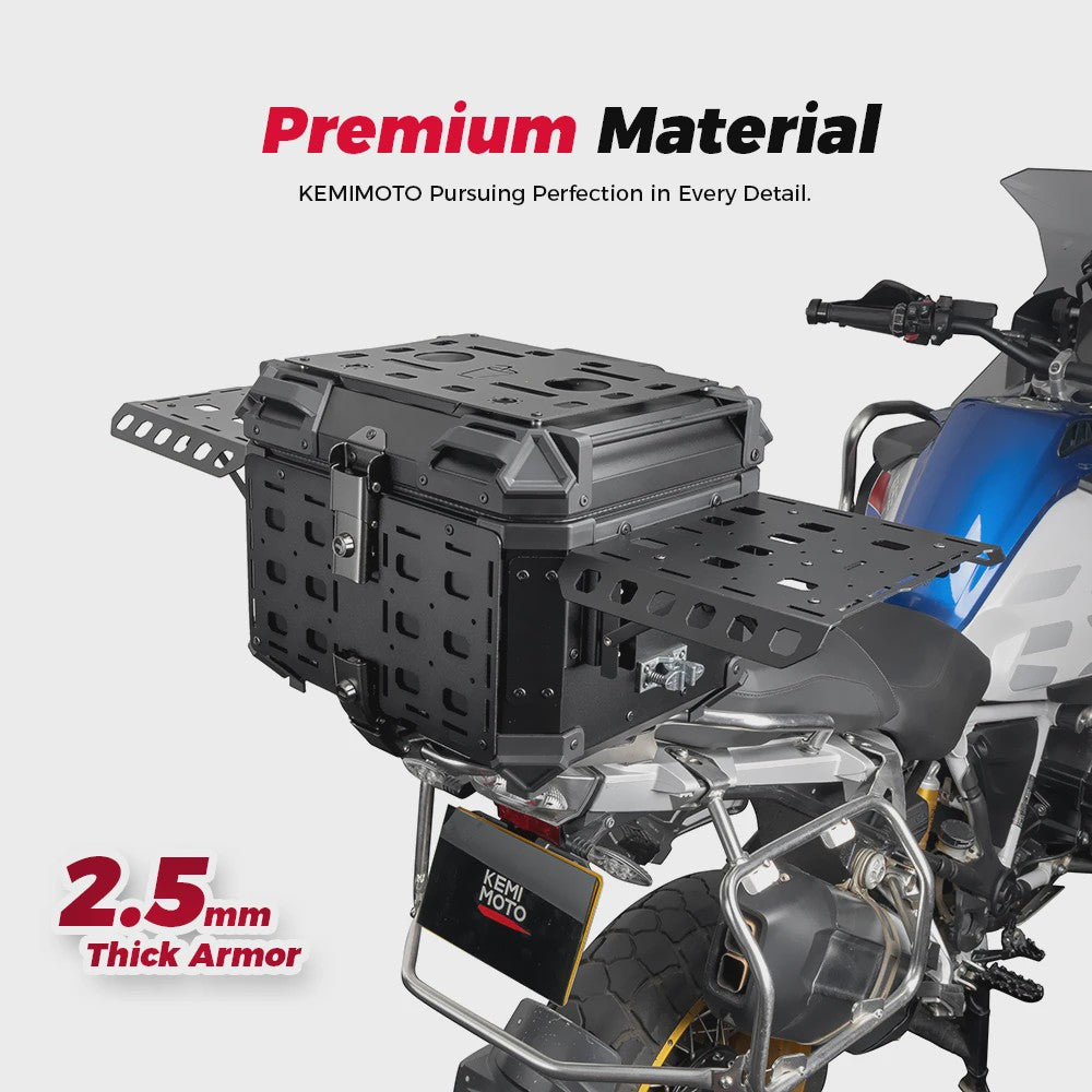 KEMIMOTO Universele Motor Topkoffer - CNC Aluminium Bagagebox met Snelontgrendeling & Helmopslag