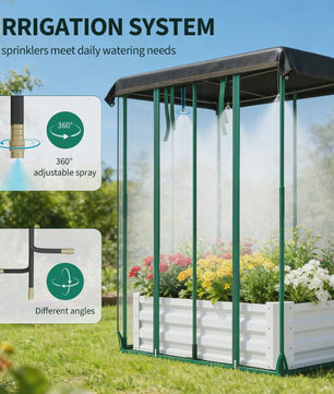Verhoogd Kweekbed met Zelfwateringssysteem, Insectennet & Druppelirrigatie - Groot Metaal Kweekbak