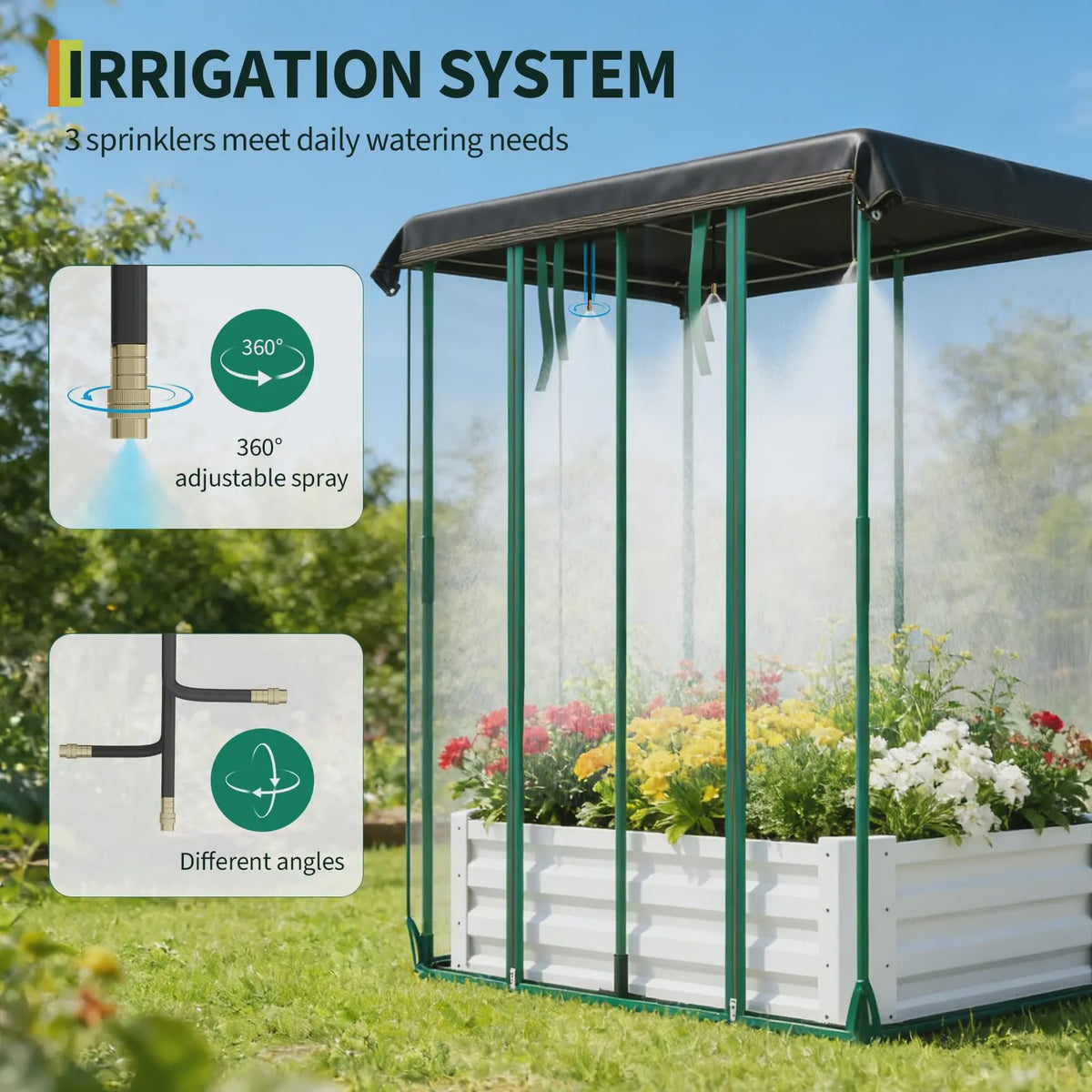 Verhoogd Kweekbed met Zelfwateringssysteem, Insectennet & Druppelirrigatie - Groot Metaal Kweekbak