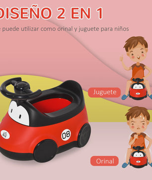 Homcom Kinder Potty Trainingsstoel met Stuur en Deksel - Rood