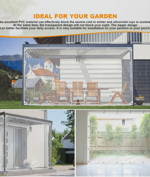 Waterdicht Transparant PVC Zeildoek met Ritssluiting en Verstevigde Oogjes - Ideaal voor Tuin en Garage