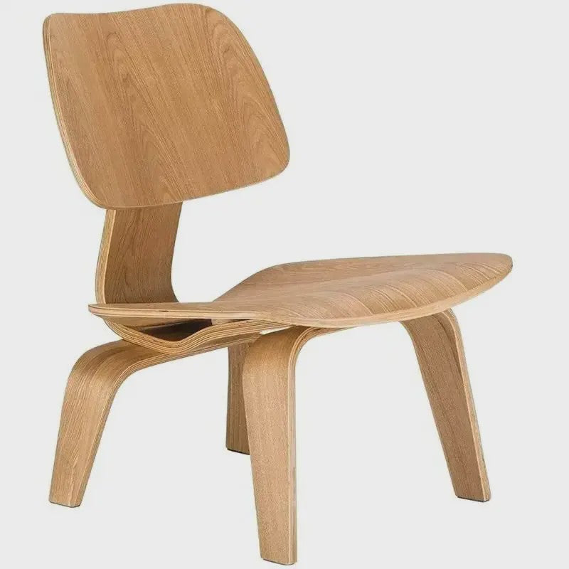 Molded Plywood Relaxfauteuil - Tijdloos Design met Houten Poten
