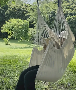 Luxe Hangstoel van Canvas - Comfortabele Schommelstoel voor Binnen & Buiten met Opbergzak