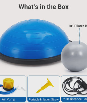 Balance Ball Halve Gymbal met Anti-slip Basis & Weerstandsbanden - 63.5 cm
