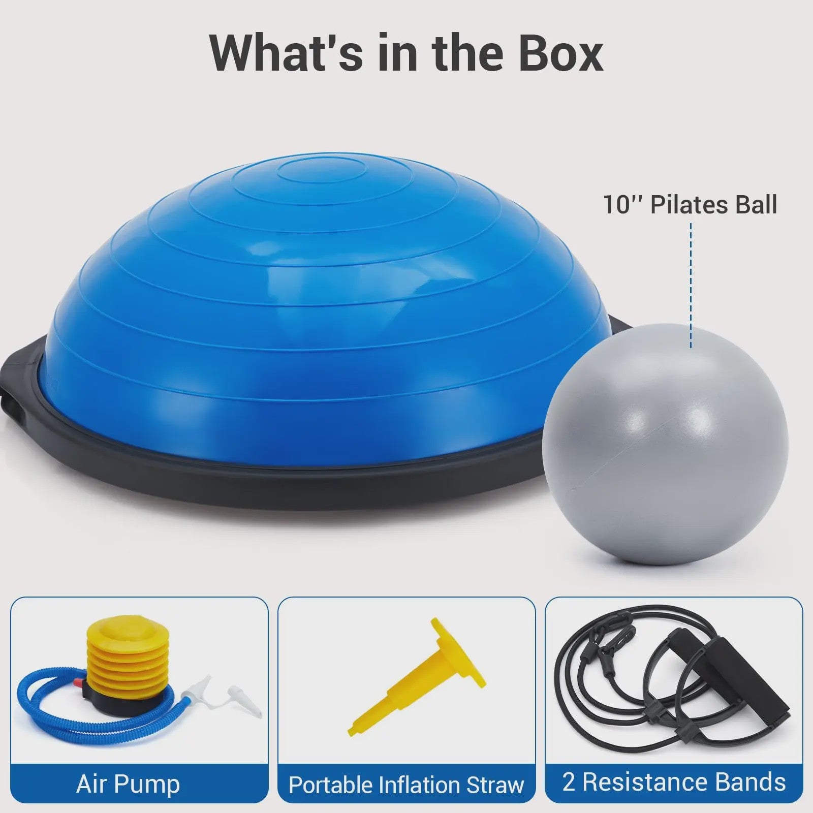 Balance Ball Halve Gymbal met Anti-slip Basis & Weerstandsbanden - 63.5 cm