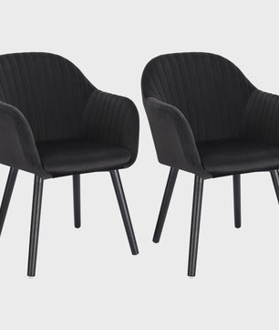 Set van 2 fluwelen eetkamerstoelen met armleuningen en rugleuning - Stijlvol en comfortabel