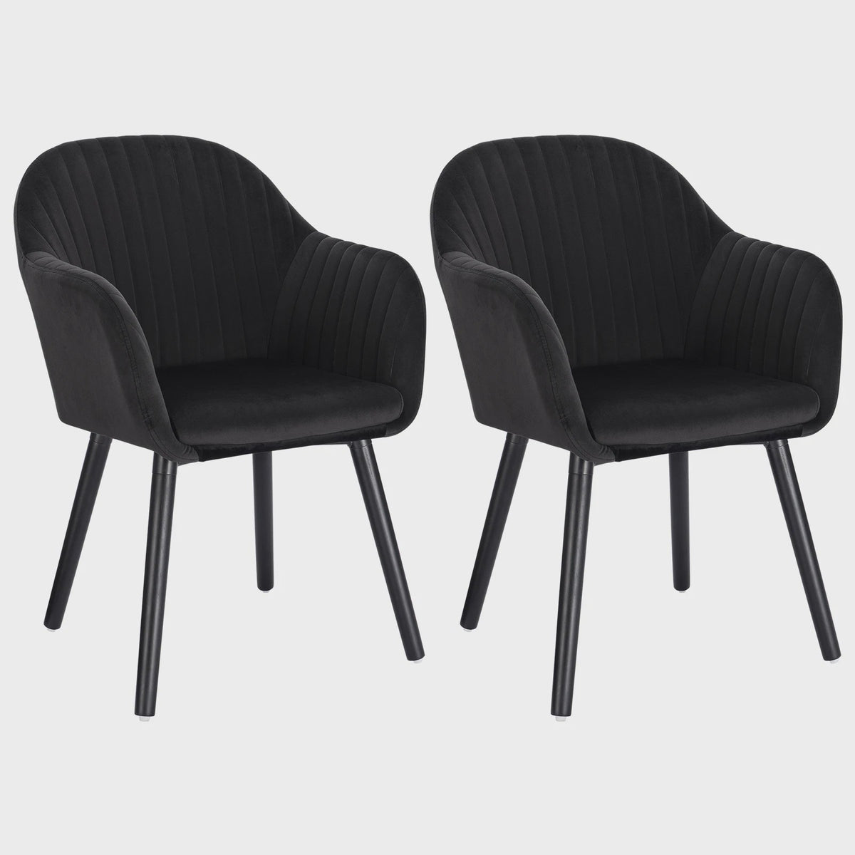 Set van 2 fluwelen eetkamerstoelen met armleuningen en rugleuning - Stijlvol en comfortabel