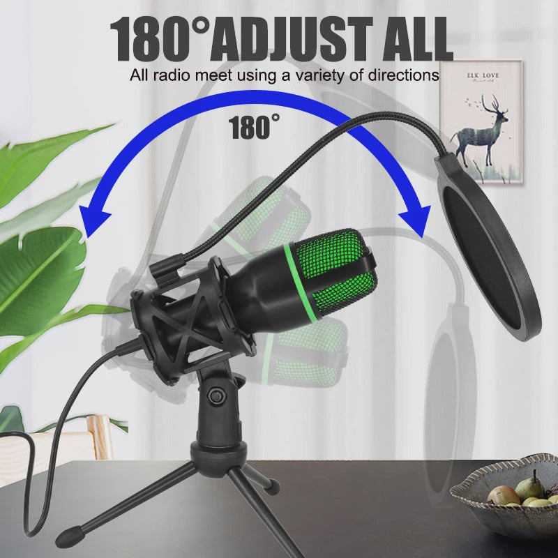 Professionele USB Condensator Microfoon voor PC, Laptop, Streaming, Gaming & Podcasts