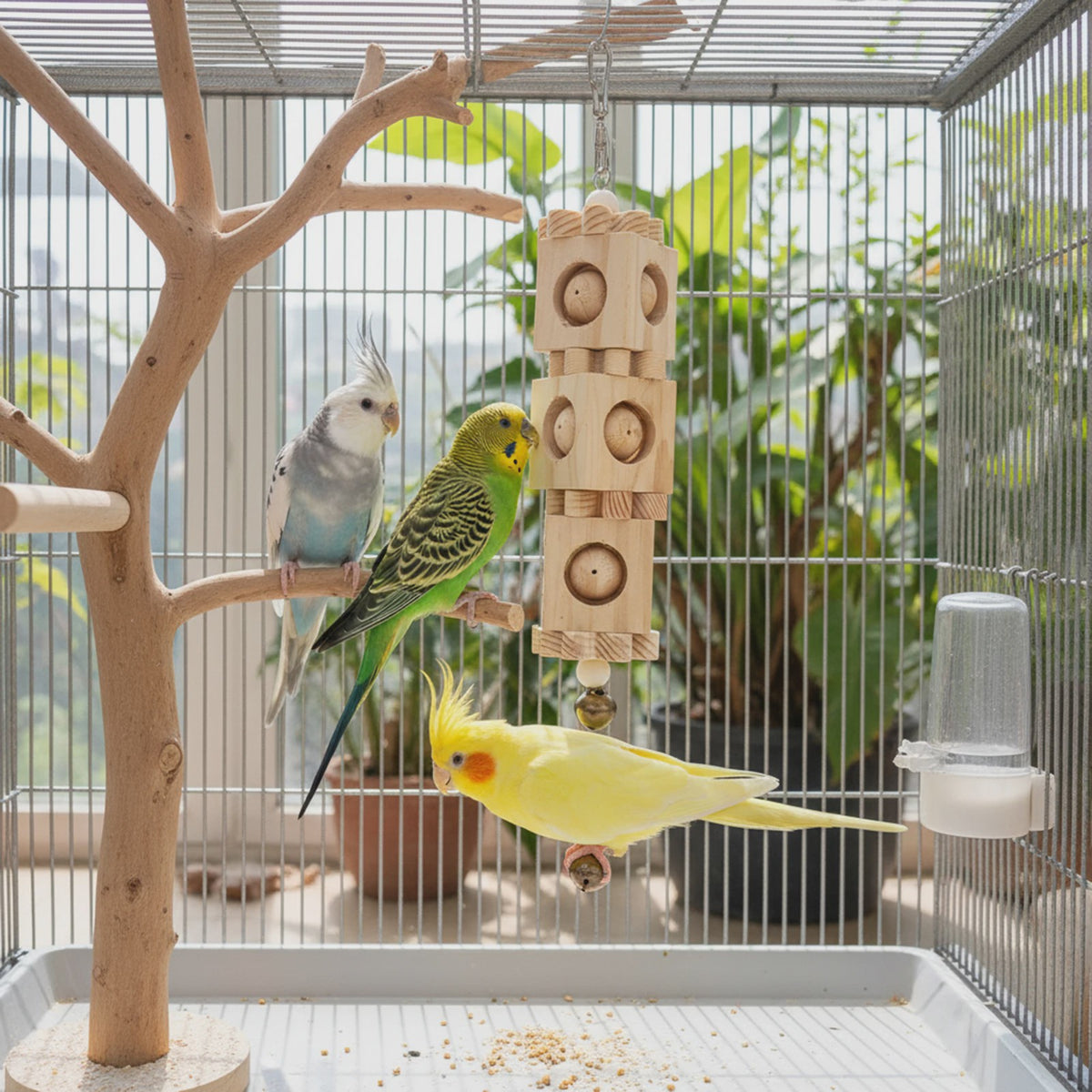 Kleurrijk Houten Papegaai Speelgoed - Verrijkende Knaagspeeltjes voor Vogels