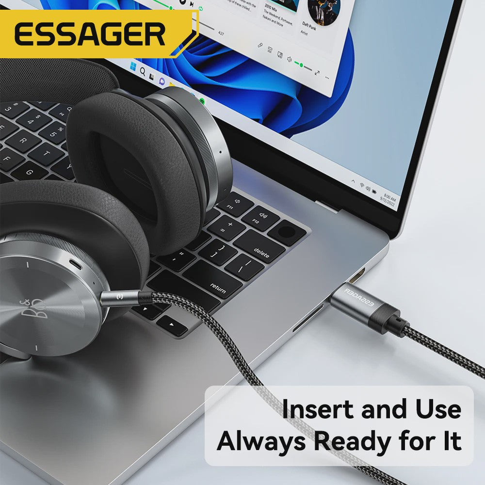 Essager USB-C naar 3.5mm Audio Jack Adapter Kabel - Hoge Kwaliteit Geluid voor Telefoons & Speakers