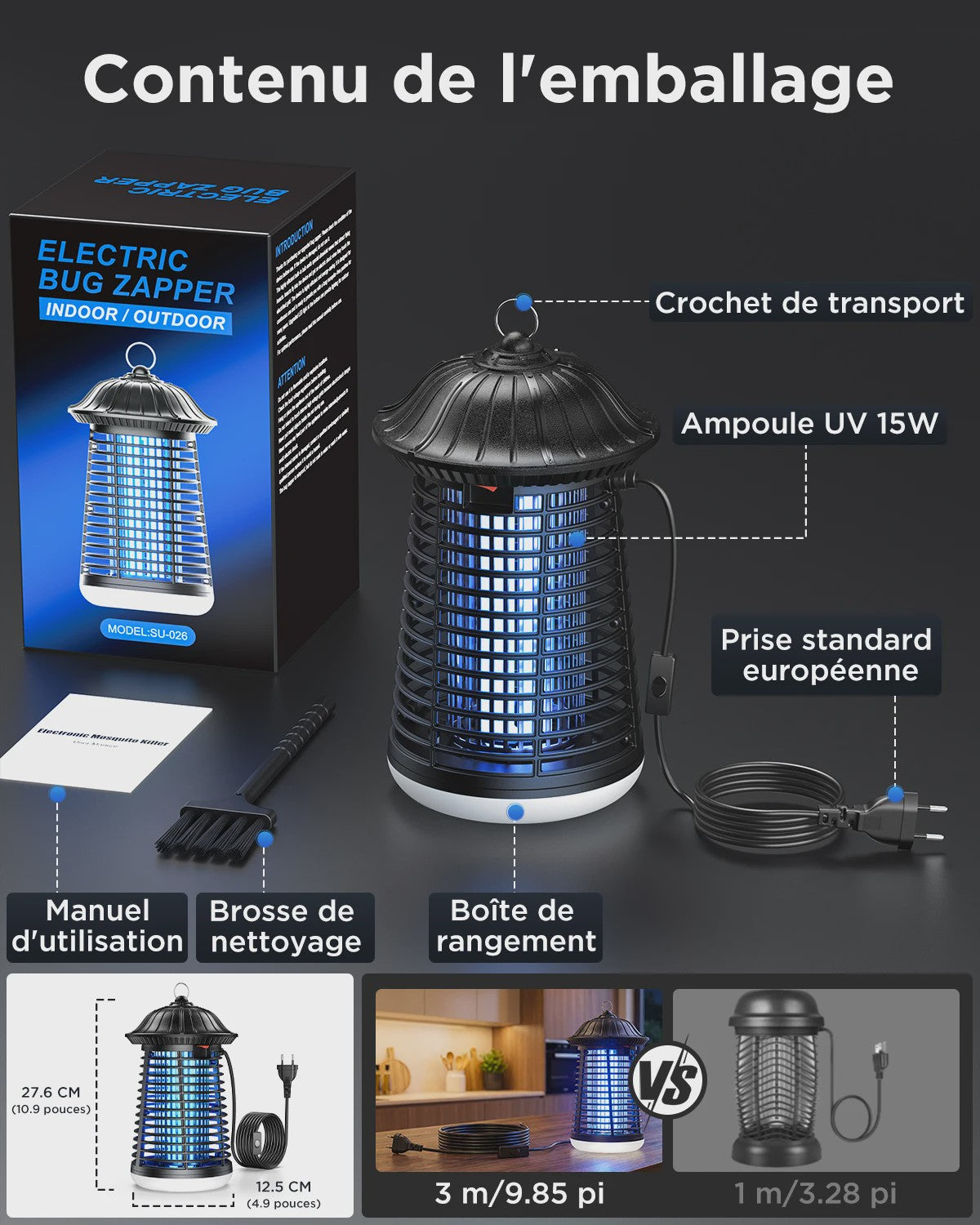 Elektrische Insectenlamp 4200V met LED - Muggenverjager voor Binnen & Buiten