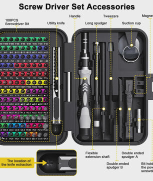 132-delige Precisie Schroevendraaierset - Professionele Handgereedschap Kit voor Elektronica