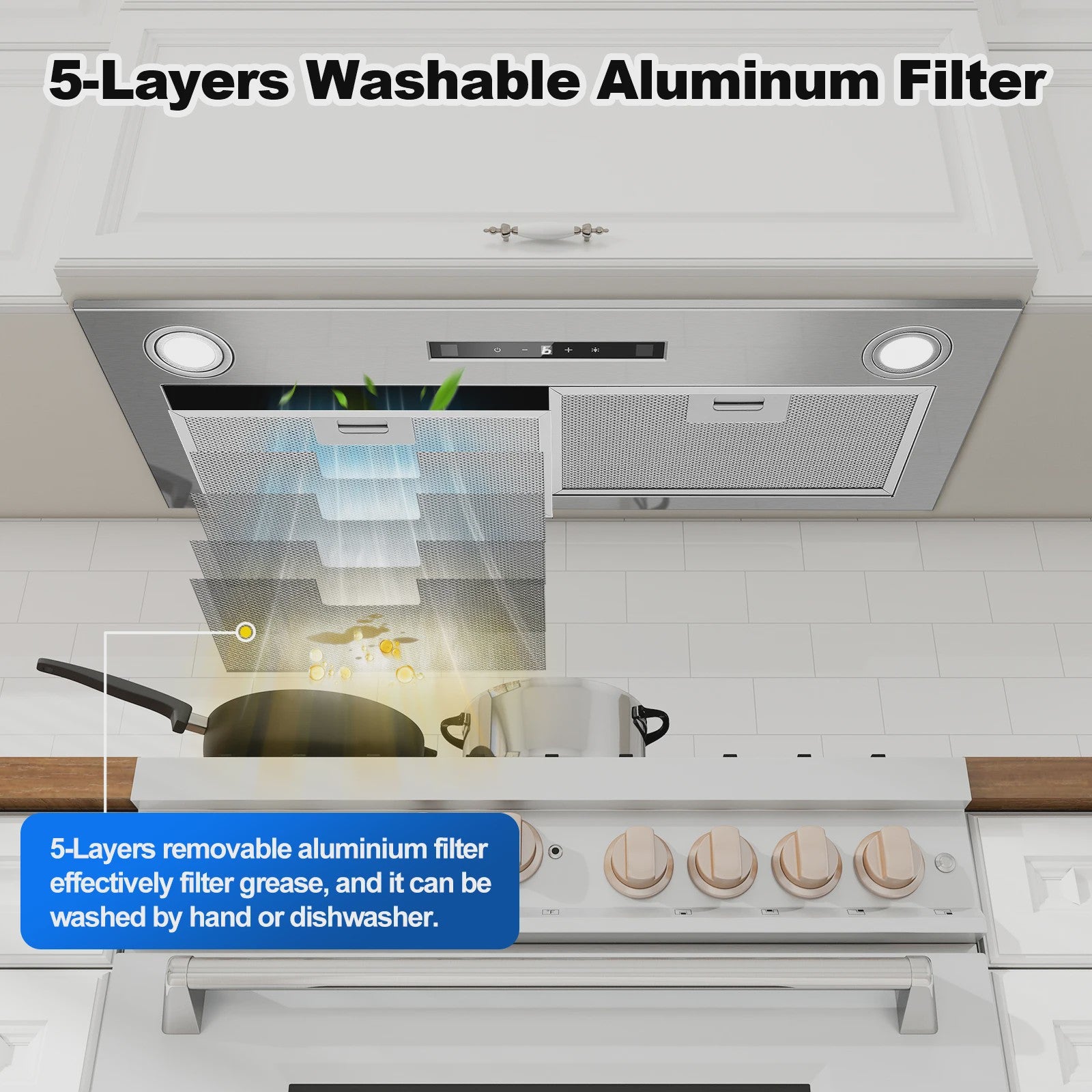 KICHPOWER 72cm Inbouw Afzuigkap met Gebarenbediening & Booster Functie
