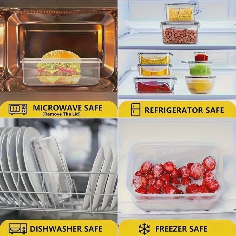 8-delige Luchtdichte Voedselbewaarbakjes met Sluitdeksels - BPA-vrij, Magnetron- & Vriezerbestendig