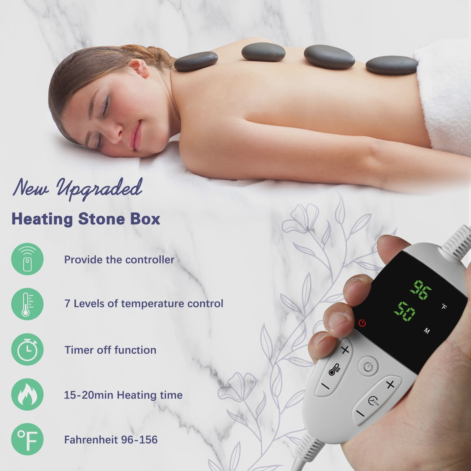 Hot Stone Massage Set met Verwarmer - Verstelbare Temperatuur & Timer - Draagbaar