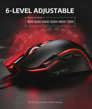 HXSJ X1 Bedrade Gaming Muis: Ergonomisch, RGB Verlichting, 8 Macro Knoppen & 7200 DPI