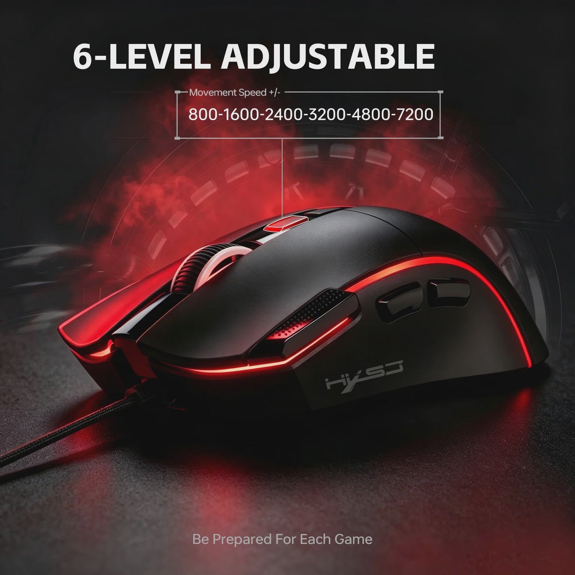 HXSJ X1 Bedrade Gaming Muis: Ergonomisch, RGB Verlichting, 8 Macro Knoppen & 7200 DPI