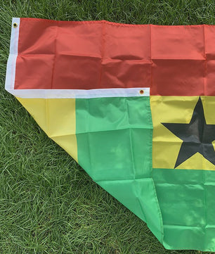 Ghana Vlag 150x90cm - Hoge Kwaliteit Polyester, Dubbelzijdig Bedrukt