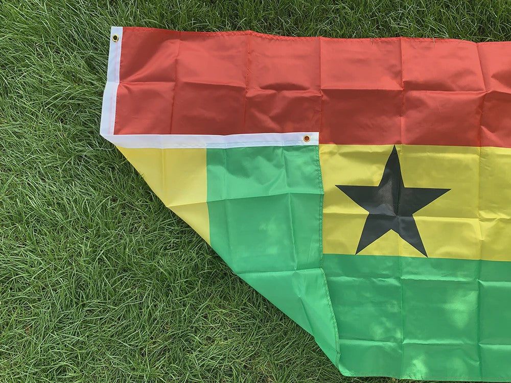 Ghana Vlag 150x90cm - Hoge Kwaliteit Polyester, Dubbelzijdig Bedrukt