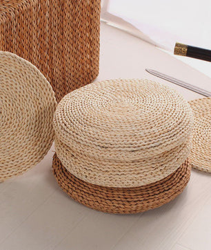 Ronde Tatami Meditatiekussen van Maïsschillen en Stro - Japans Design (30/40cm)