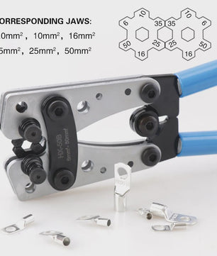 Professionele Krimptang HX-50B voor Kabelogen | 6-50mm² | AWG 10-0