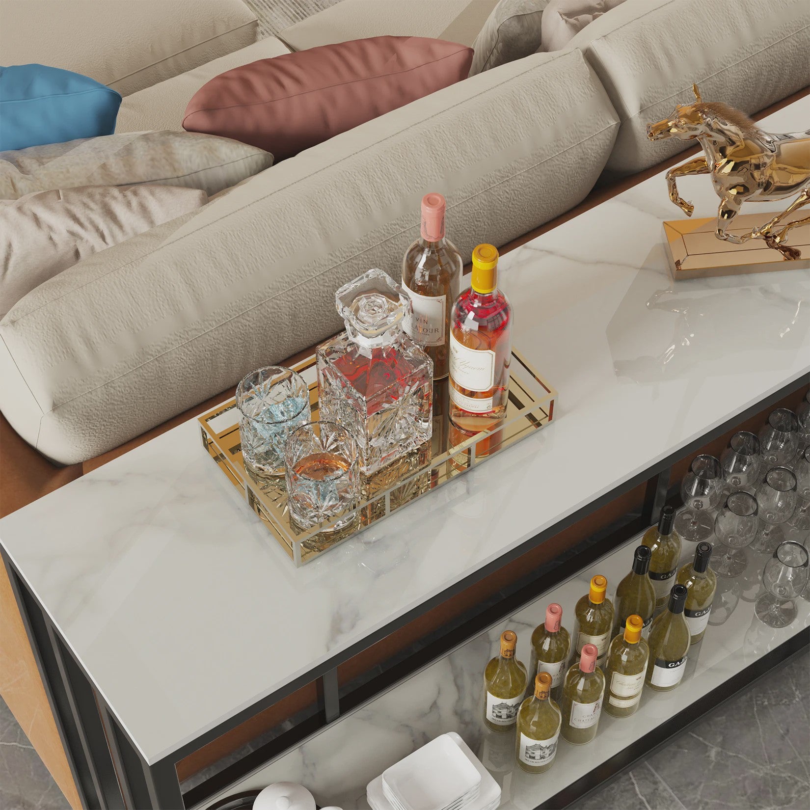 Moderne Console Tafel 120cm met Sintered Stone Top en Metalen Frame