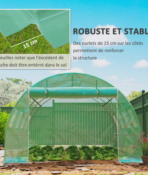 Outsunny Tunnel Kas Huisje 4x3x2m - 12m² UV-bestendig, Waterdicht, 8 Ramen, Roldeur