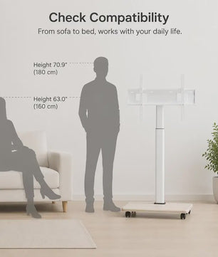 Verrijdbare TV Standaard met Draaibare Mount, In Hoogte Verstelbaar & Plank